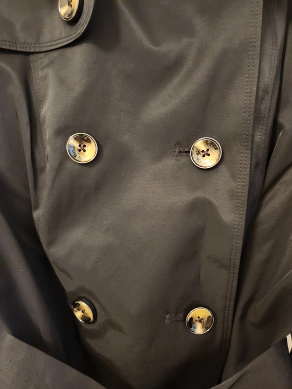 NWT London Fog Women's Size M Black Double Breasted Mid-Length Trench Coat gallery