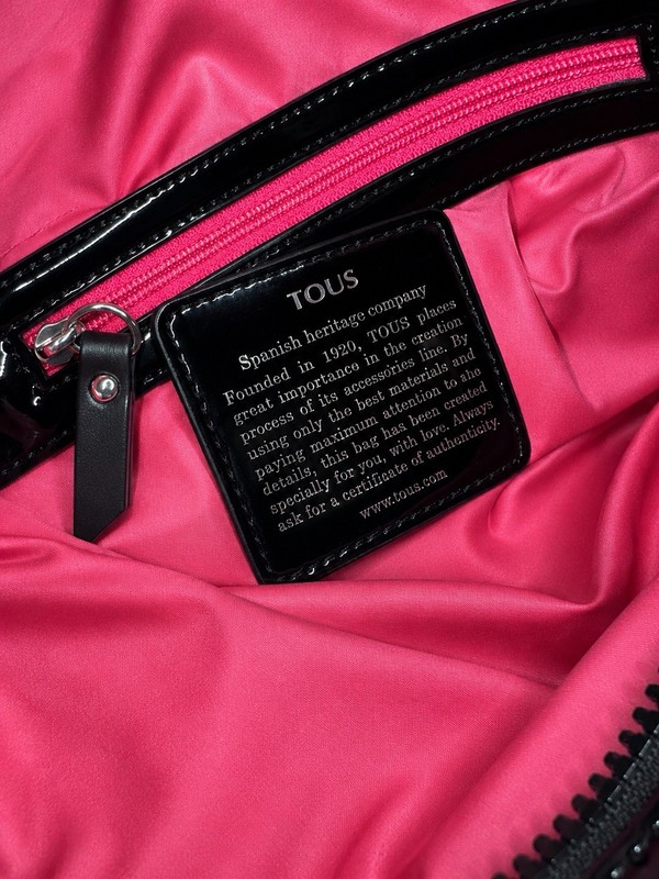 TOUS 100 Years Centenary Embossed Logo Double Zip Crossbody Bag Black EUC gallery