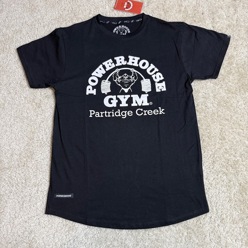 Powerhouse Gym Shirt Men’s S Black Bodybuilding Graphic T-Shirt Workout Lifting