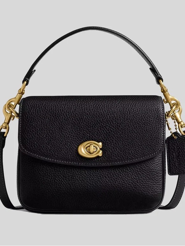 Coach Cassie Crossbody 19 – Black Leather with Polished Brass Hardware