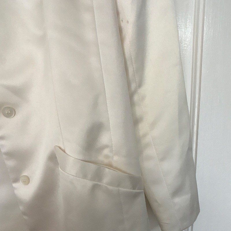 Nicole Miller Women's Ivory Silk Long Coat Button Front Pockets Lined Size 0 gallery