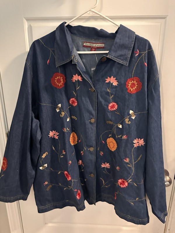 Tudor Court Embroidered Floral Denim Shirt/Jacket 3X Cottage Core Boho NWT gallery