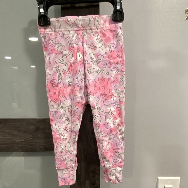Girls Pink Unicorn Cotton Pull-On Leggings 12-18 Months Elastic Waist