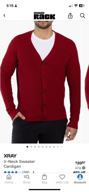 New With Tags XRAY Red V-Neck Sweater Cardigan Size Large
