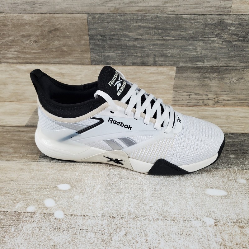 Reebok Nano Court Mens Shoes Sz 7.5 Running Athletic White Black Lace-Up Sneaker