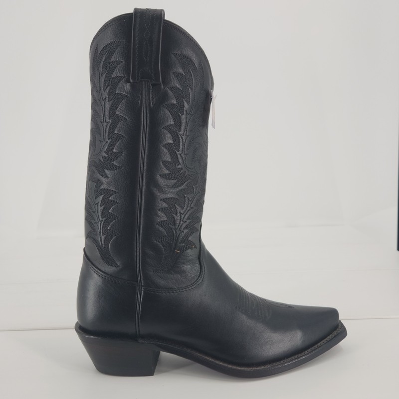 Vintage Tony Lama 1799L Black OL Buck Cowboy Boots Men 7.5B LN Toe USA NOS w/Box gallery