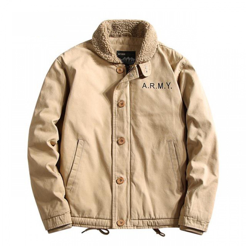 Men's Coats Cotton Padded Thickened Plush Workwear Vintage Lamb Wool Fur Jackets gallery