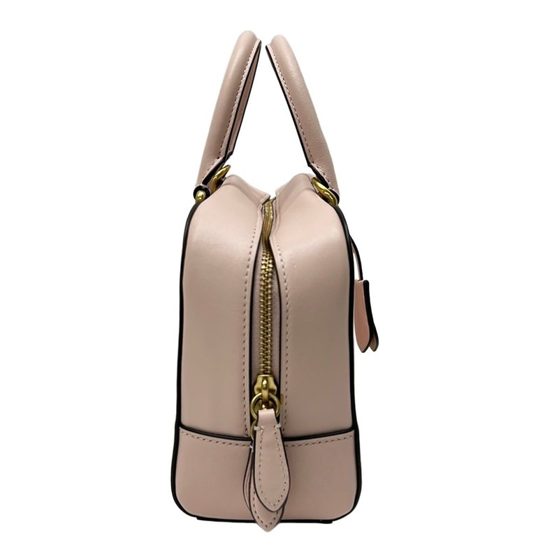 COACH Bowery Satchel 24 Light Pink Leather Handbag Dust Bag Strap Auth gallery