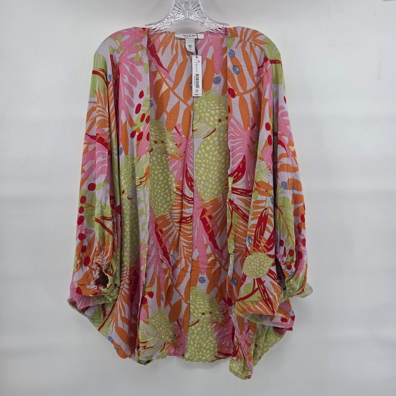 Anna & Ava Cocoon Kimono O/S Pink Tropical Floral Boho Art-Inspired NWT