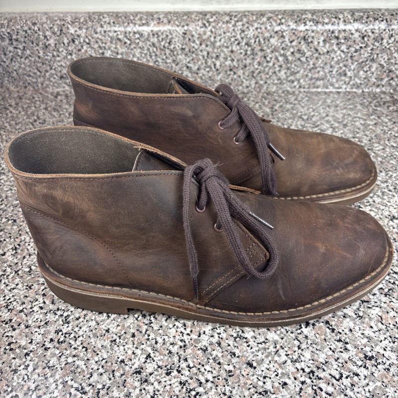 Clarks Bushacre 3 15522 Brown Oil Tanned Leather Chukka Boots Men's US9/UK8 VGUC gallery