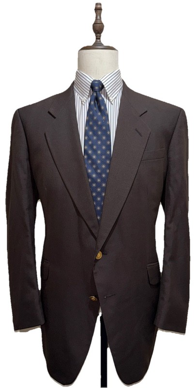 VTG BESPOKE ALEXANDRE OF ENGLAND 100% Wool Brown Blazer Sport Coat 46S 46R