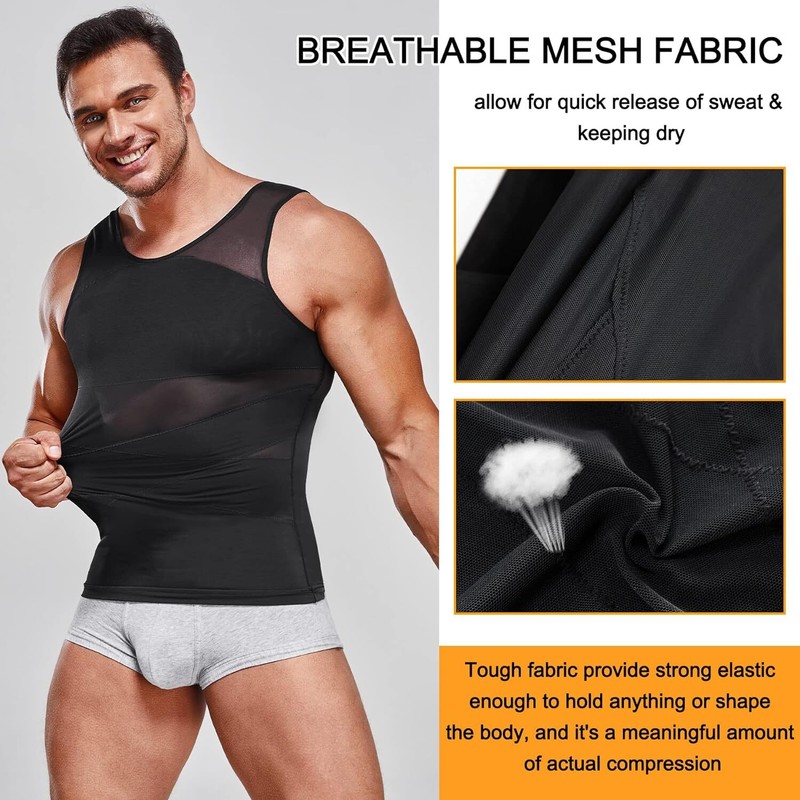 Men Gynecomastia Compression Shirts Tummy Control Body Shaper Tank Top Shapewear gallery