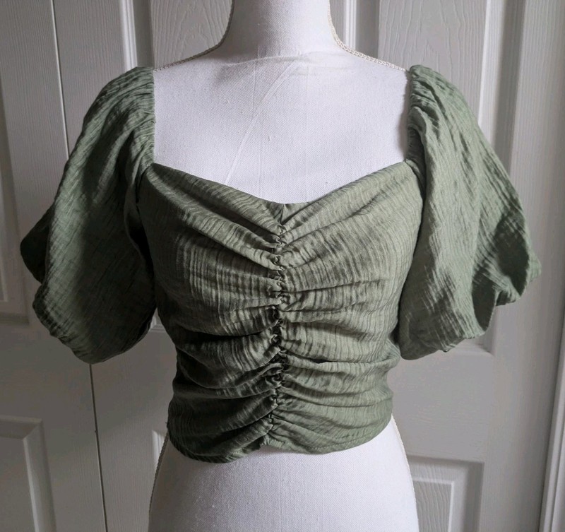 Lucy Paris Crop Top Size Small Olive Lightweight Summer Festival Boho