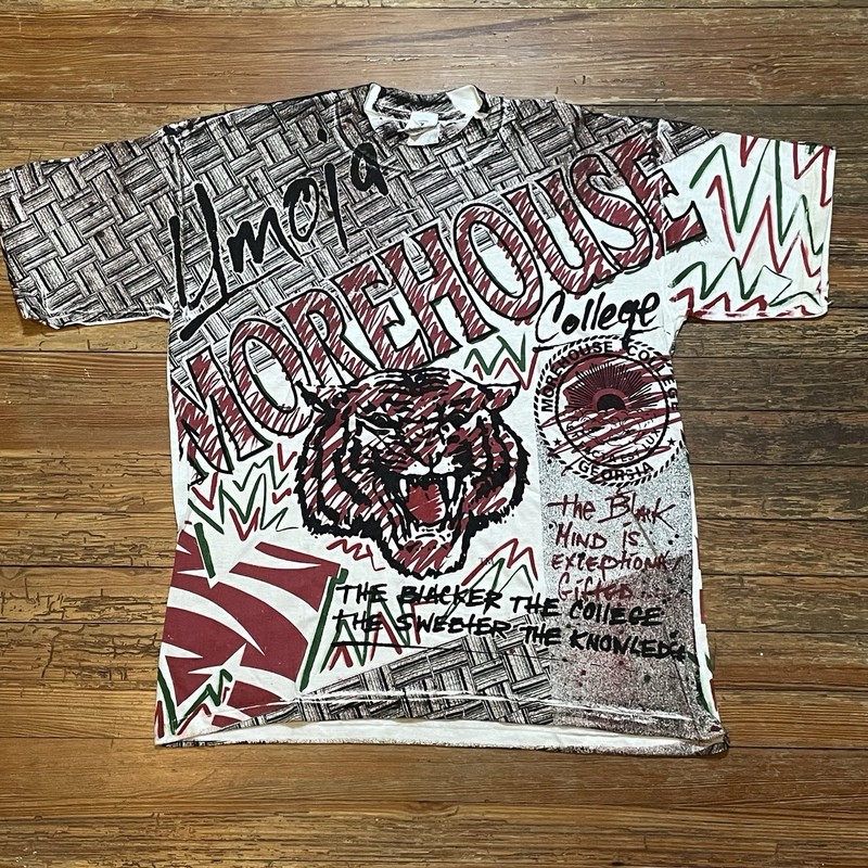 Vintage 90s Morehouse College Shirt HBCU Size XL Maroon Tigers Atlanta AOP
