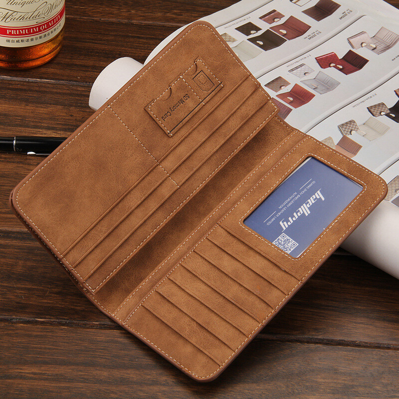 Men's Long Wallet Leather Clutch Bifold ID Card Holder Purse Checkbook Billfold gallery