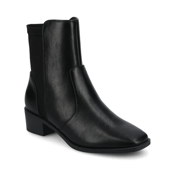 Journee Renna Women Black Pointed Toe Booties Block Heel Size 6M New gallery