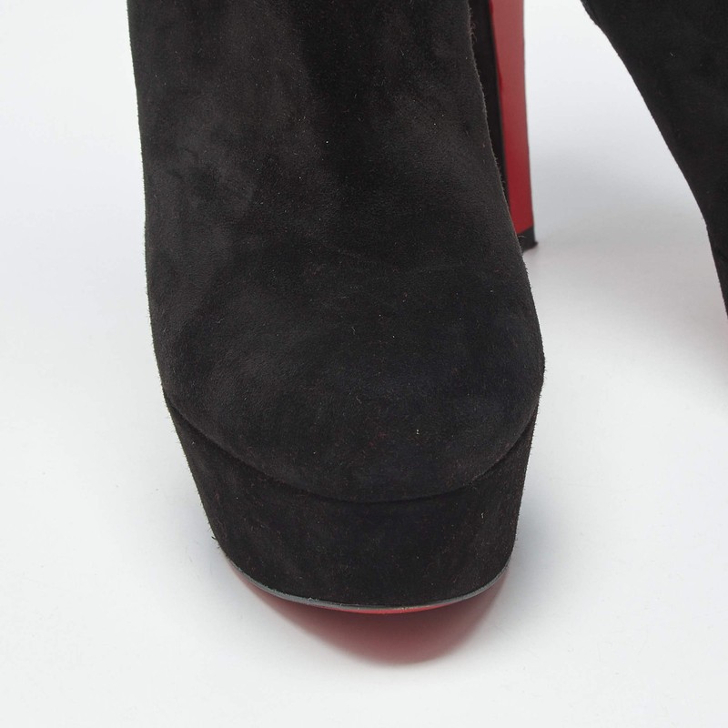 Christian Louboutin Lady Daf Size 36.5 Black Suede Booty Platform Ankle Length gallery
