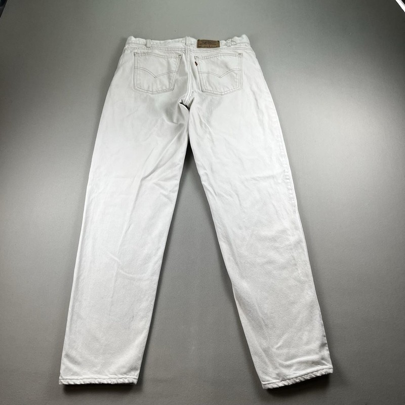 Vintage Levis 550 Jeans Mens 36×34 White Denim Relaxed Fit Tapered Leg USA 90s