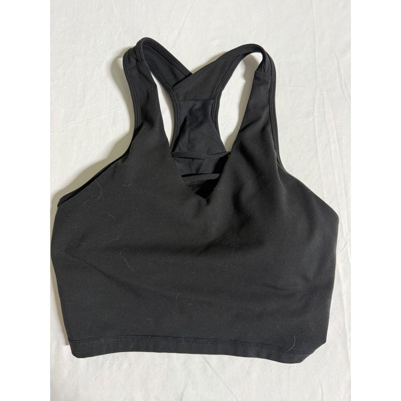 Zyia Active Womens Black Strappy V-Neck Racerback Sports Bra Size Large