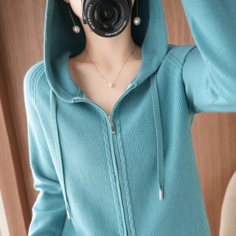 New 100% Cashmere Sweater Women's Hooded Cardigan Casual Coat ✅ -2026 gallery