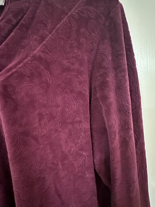 Pure Jill J. Jill Burgundy Velour Hoodie Pullover Sweatshirt Velvet Women Size M gallery