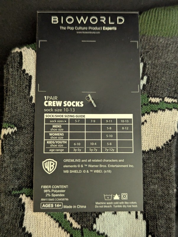 Loot Crate Exclusive Themed Crew Socks Size 10-13 & 6-12 - 3 Pair Lot gallery