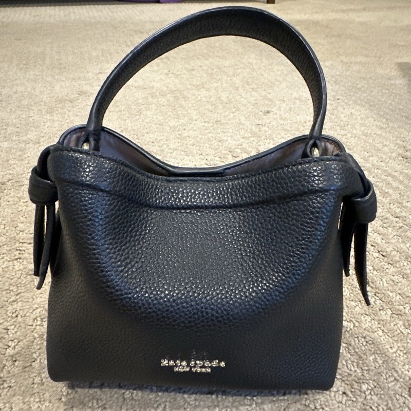Authentic Kate Spade Knott Medium Crossbody Tote – Black Pebbled Leather Handbag