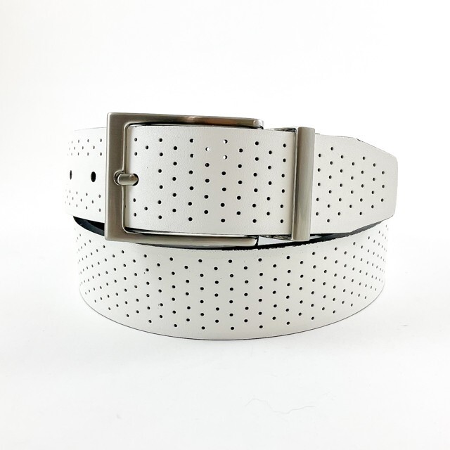 NIKE GOLF MEN’S PERFORATED REVERSIBLE BELT SIZE: 36 (FITS W34) WHITE/BLACK 17249