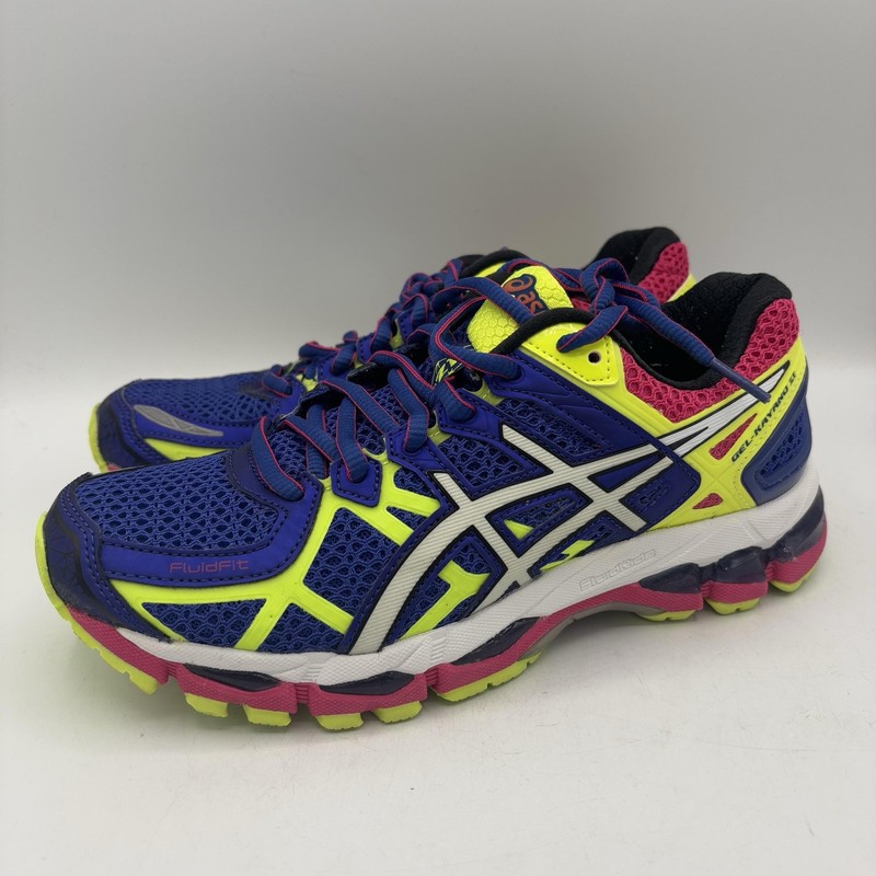 ASICS GEL-Kayano 21 Shoes Womens Size 6 Blue Yellow Pink Running Sneakers T4H7N