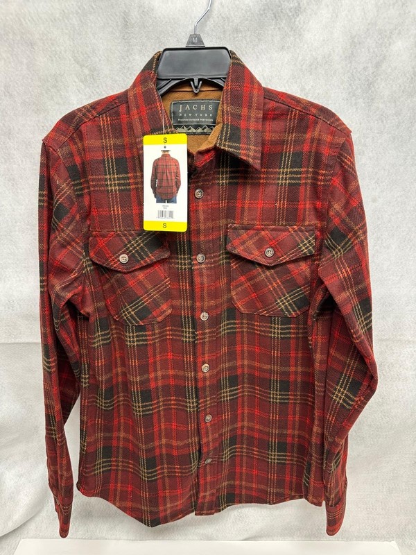 Jachs New York Flannel Shacket Mens Small Red Plaid Sherpa Shirt Jacket Outdoor