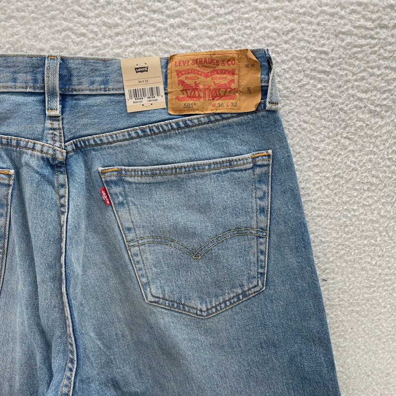 Levis 501 Jeans Mens 36x32 Blue Original Straight Button Fly Denim Grunge Cowboy gallery