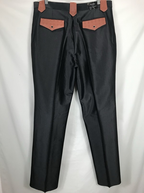 Saxifon U.S.A Western Pants Mens 36×35 Black Unfinished Hem Flap Pockets (tag38)