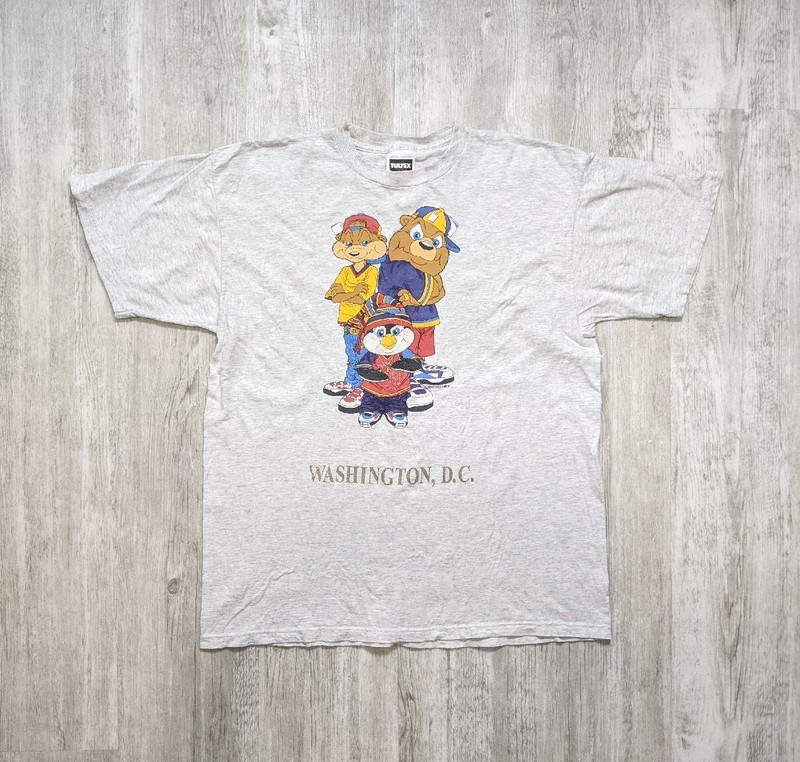 Vintage 90s Washington DC Urban Hip Hop Cartoon Characters Rap T Shirt Size XL