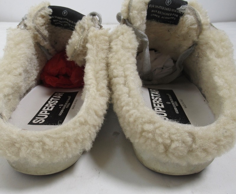 Golden Goose Women's Super-Star Sabot In White Leather and Shearling Lining 7.5 gallery