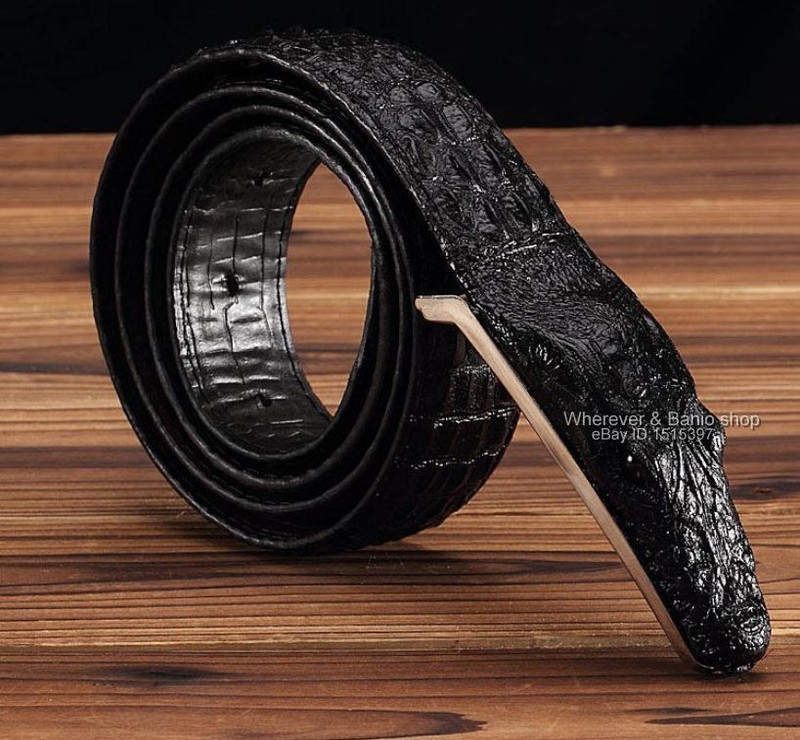 Men Alligator Design Crocodile-Embossed Leather Belts Genuine Cow Leather Belt 9 gallery