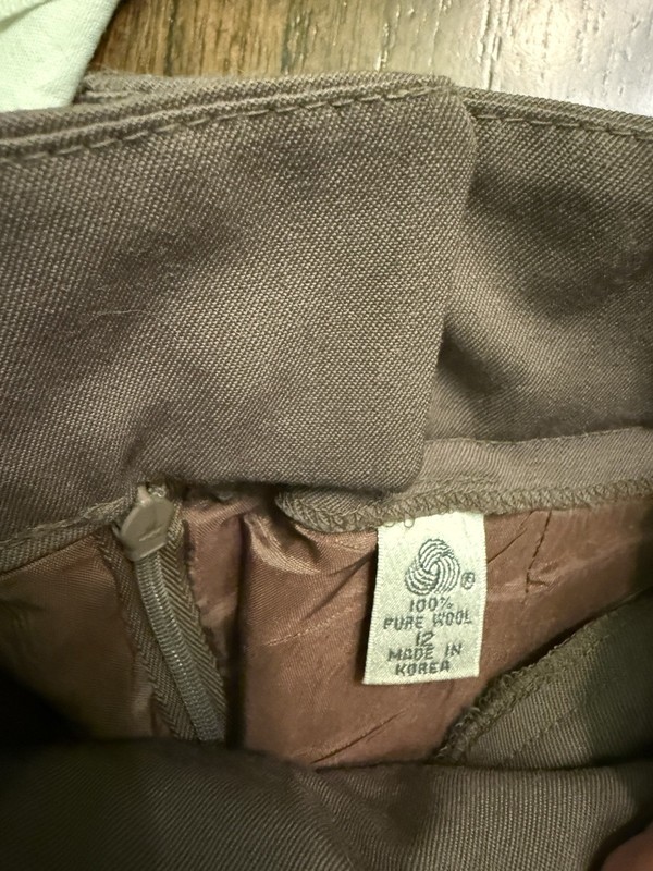 Linda Allard Ellen Tracy Women's 100% Wool Pencil Skirt Brown Preowned Size 12 gallery
