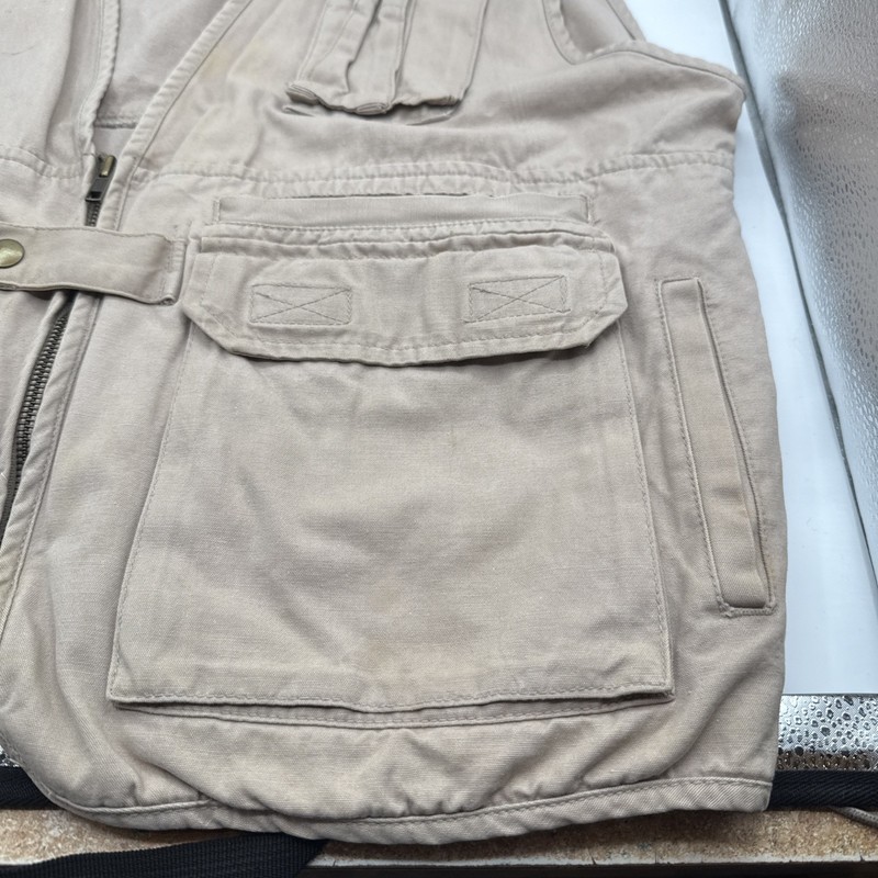 Vintage Haleman Men's Canvas Fishing Vest Size Large Tan gallery