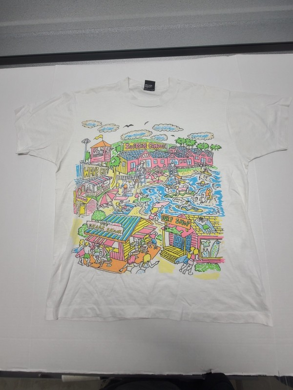 Vintage Surf Beach Scene T Shirt XL Screen Stars Best Single Stitch Made USA 90s