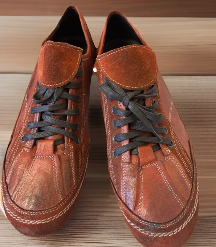 Made in Italy!Bacco Bucci Cheechoo Rust Leather Lace Up Sneakers Shoes Siz 10,5
