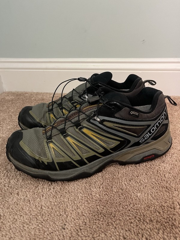 Salomon X Ultra Men’s 11.5 Gore-Tex Contragrip Gray Green Trail Hiking Shoes