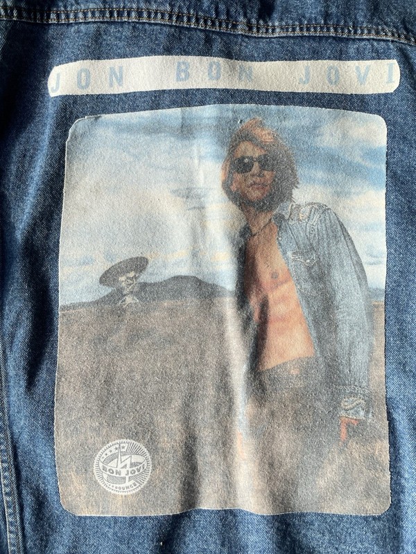 Vintage Bon Jovi One Wild Night 2001 Tour Denim Jacket XL Haleman Custom Patch gallery