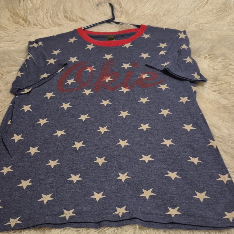 Alternative Earth L Blue Star Print Ringer Crew Neck Short Sleeve T-Shirt gallery
