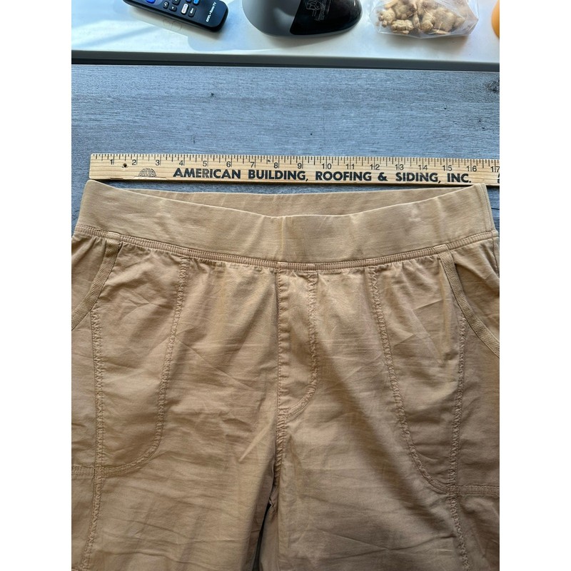 XCVI Wearables Tan Cargo Pants Roll Tab Convertible Pull on Large Utility gallery