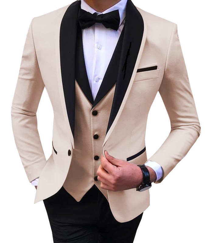 Men’s 3pcs Suit Blazer Vest Pants Wedding Tuxedo Suit Shawl Lapel Formal Party