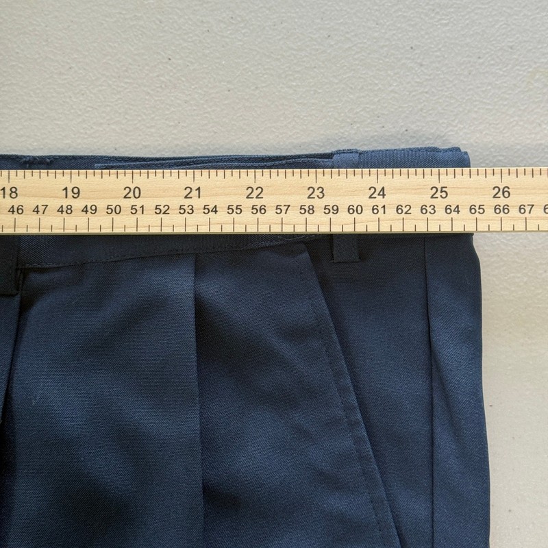 Haband Fit-Forever Mens Navy Blue Plaid Flannel Lined Pleated Pants 52S 52x27.5 gallery