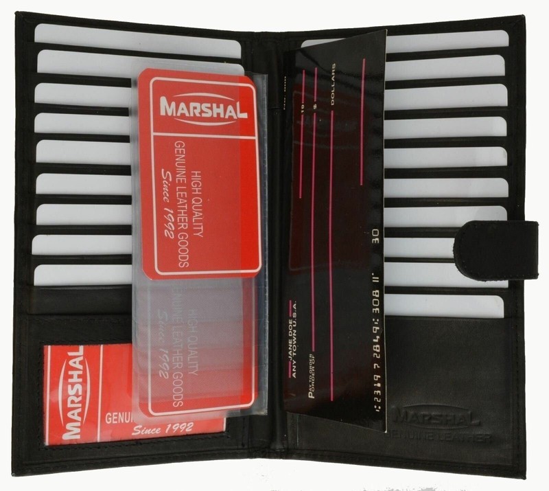 Genuine Leather Credit Card Holder Wallet 19 Card Slots + 1 ID Window with Snap gallery