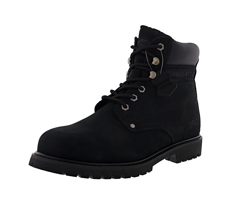 Mens 6” Waterproof Full Grain Leather Slip Resistant Steel Toe Work Boots Black