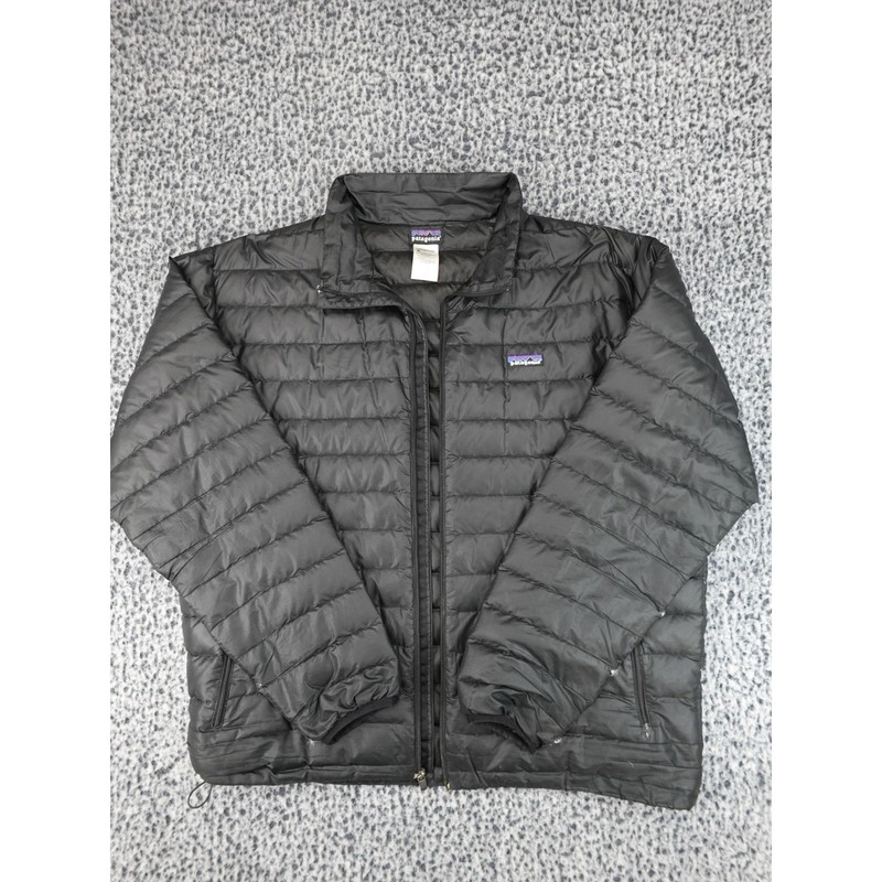 Patagonia Down Sweater Jacket Mens XL Black Fair 84673 Puffer Quilted Broken Zip