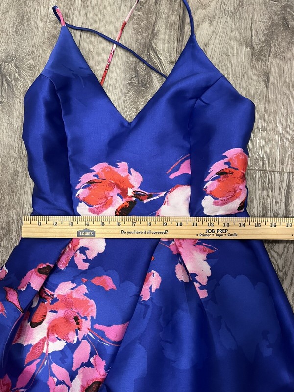 By and By Royal Blue Pink Floral Ladies Formal Dress 15 Prom Pockets Wedding gallery