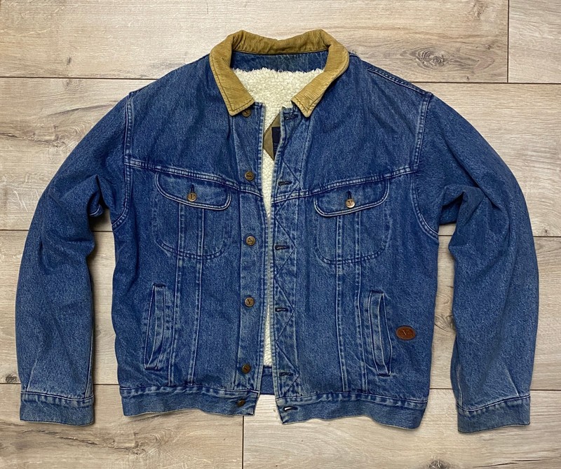 Rare Vintage Valentino Jeans Western Wear Sherpa Denim Jacket Size XL Italy